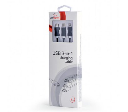 Изображение 2 Кабель Cablexpert USB BM - Lightning/MicroUSB/USBType-C, 1м, black — CC-USB2-AM31-1M