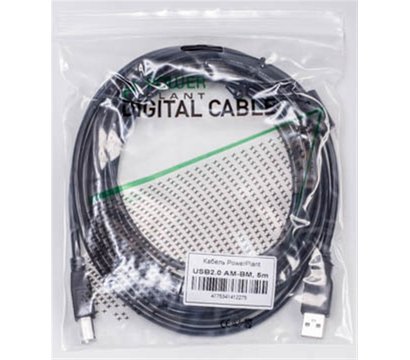 Изображение 3 Кабель PowerPlant USB2.0(AM)-USB2.0(BM), 5м, Black, one ferrite — KD00AS1227