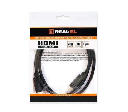Изображение 3 Кабель мультимедийный REAL-EL HDMI-HDMI M/M v2.0 2м — EL123500012