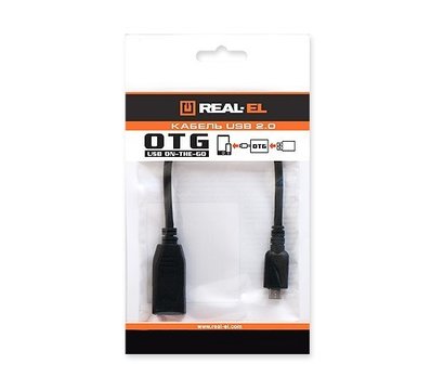Зображення 3 Кабель REAL-EL USB2.0 OTG 0.1M Black — EL123500014