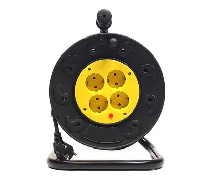 Изображение 2 Сетевая катушка PowerPlant JY-2002/25 25м Black/Yellow — PPRA10M250S4 4 розеток