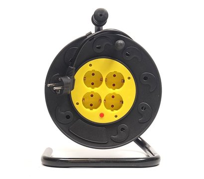 Изображение 2 Сетевая катушка PowerPlant JY-2002/20 20м Black/Yellow — PPRA10M200S4 4 розеток