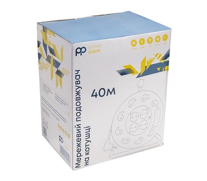 Изображение 4 Сетевая катушка PowerPlant JY-2000/40 40м — PPRA08M400S4 4 розеток