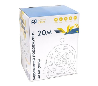 Изображение 4 Сетевая катушка PowerPlant JY-2000/20 20м — PPRA08M200S4 4 розеток