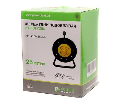 Изображение 4 Сетевая катушка PowerPlant JY-2002/25 25м Black/Yellow — PPRA10M250S4 4 розеток