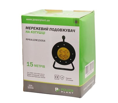Зображення 4 Мережева котушка PowerPlant JY-2002/15 15м Black/Yellow — PPRA10M150S4 4 розеток