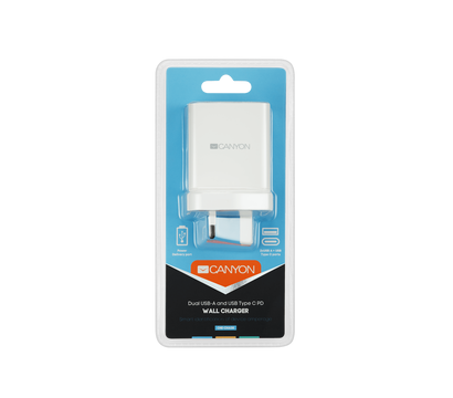 Зображення 2 Зарядний пристрій Canyon 2USB, 2.4A White — CNE-CHA08W