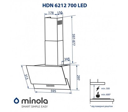 Зображення 11 Витяжка Minola HDN 6212 BL 700 LED