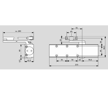 Изображение 2 Доводчик Dorma TS 73 EN 2/3/4 Grey верхний, Цвет корпуса: серый
