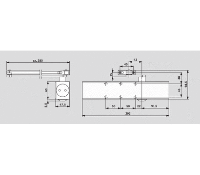 Изображение 2 Доводчик Dorma TS 83 ЕN 3/4/5/6 Grey коленная тяга, Цвет корпуса: коричневый, серый