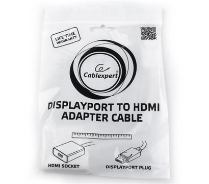 Зображення 2 Адаптер Cablexpert DisplayPort-HDMI 0.1м — A-DPM-HDMIF-002-W