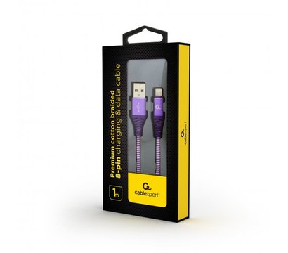 Зображення 2 Кабель Cablexpert USB 2.0 A - Lightning, 1м, violet — CC-USB2B-AMLM-1M-BW2
