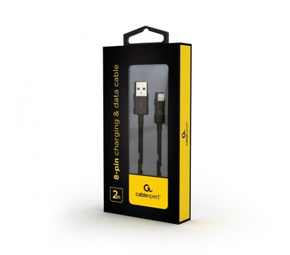 Зображення 2 Кабель Cablexpert USB 2.0 A - Lightning, 2м, black — CC-USB2P-AMLM-2M