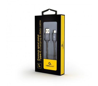 Зображення 2 Кабель Cablexpert USB 2.0 A - USB Type-C, 1м, grey — CC-USB2S-AMCM-1M-BG