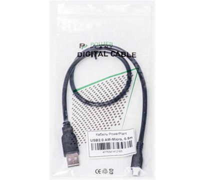 Зображення 2 Кабель PowerPlant USB2.0(AM)-MicroUSB(AM), 0.5м, black — KD00AS1218