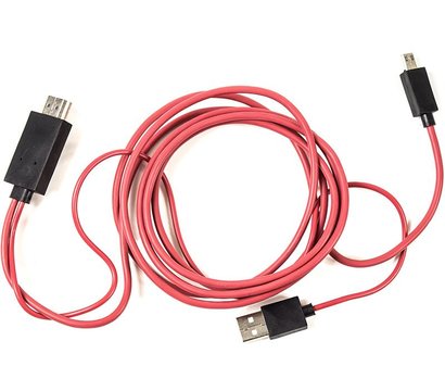 Изображение 2 Кабель мультимедийный PowerPlant microUSB-HDMI+USB, 2м, red — CA910861