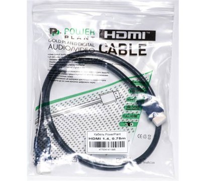 Зображення 3 Кабель мультимедійний PowerPlant HDMI-HDMI v1.4, 0.75м, black — KD00AS1199