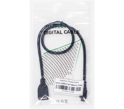 Зображення 3 Кабель PowerPlant USB2.0(AF)-MicroUSB(AM), OTG, 0.5м, black — KD00AS1233