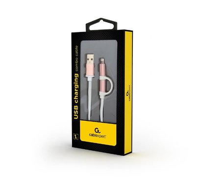 Изображение 2 Кабель Cablexpert USB2.0 BM - Lightning/Micro USB, 1м, pink — CC-USB2-AM8PmB-1M-PK
