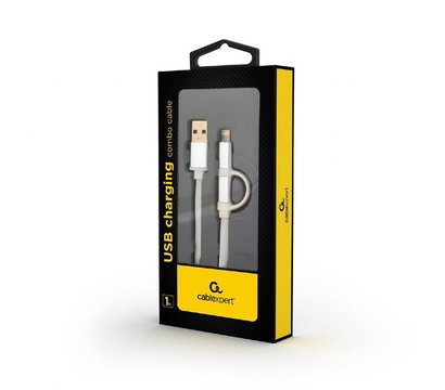 Зображення 2 Кабель Cablexpert USB2.0 BM - Lightning/Micro USB, 1м, silver — CC-USB2-AM8PmB-1M-SV