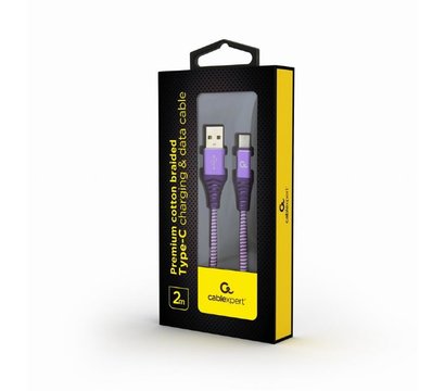 Изображение 2 Кабель Cablexpert USB2.0 - USB Type C, 2м, purple/white — CC-USB2B-AMCM-2M-PW