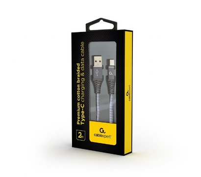 Зображення 2 Кабель Cablexpert USB2.0 - USB Type C, 2м, grey — CC-USB2B-AMCM-2M-WB2