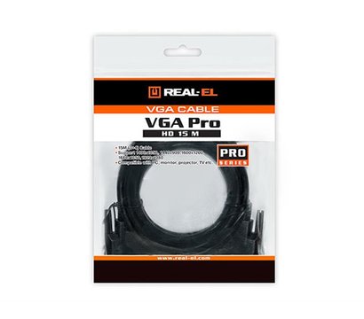 Зображення 3 Кабель мультимедійний REAL-EL Pro VGA(M)-VGA(M), 1.8м, black — EL123500043