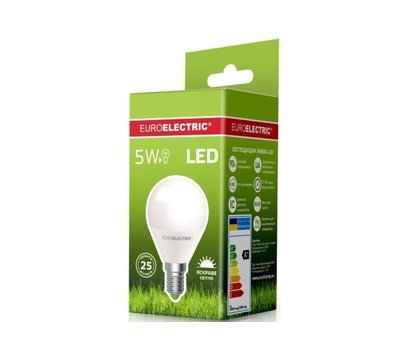 Зображення 3 Світлодіодна LED лампочка Euroelectric Led G45 5Вт E14 4000K