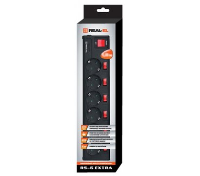 Зображення 2 Мережевий фільтр REAL-EL RS-6 Extra 3.0m Black