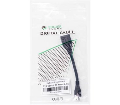 Зображення 3 Кабель PowerPlant USB2.0(AF)-MicroUSB(AM), OTG, 0.1м, black — KD00AS1232