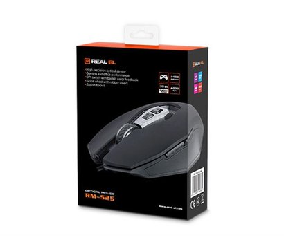 Изображение 2 Мышь REAL-EL RM-525 USB Black — EL123200029