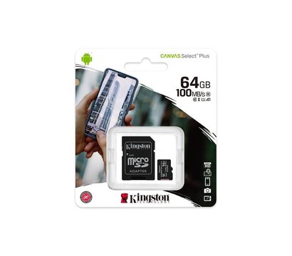 Изображение 3 Карта памяти Kingston Canvas Select Plus microSDHC Class10 64GB + SD adapter - SDCS2/64GB, Объем памяти: 64 Гб