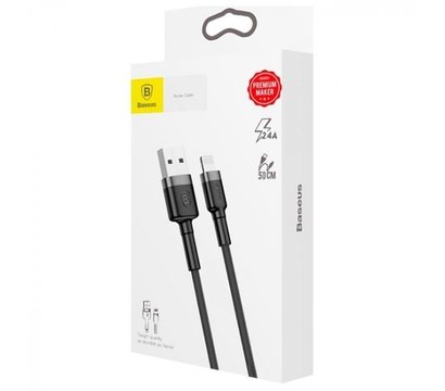 Зображення 4 Кабель Baseus cafule Cable USB For lightning 2.4A 0.5M Gray+Black - CALKLF-AG1