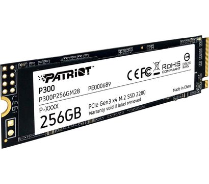 Зображення 2 Накопичувач SSD Patriot P300 256GB M.2 2280 PCIe 3.0 x4 TLC — P300P256GM28, Ємність накопичувача: 256 ГБ