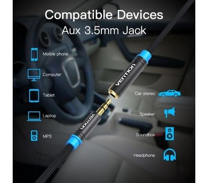 Изображение 4 Аудио кабель Vention Audio 3.5 mm M - 3.5 mm F, 2 m, Black - VAB-B06-B200-M