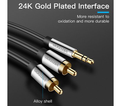 Изображение 4 Аудио кабель Vention AUX 3.5 mm M - 2xRCA M, 1 m, Black (BCFBF)