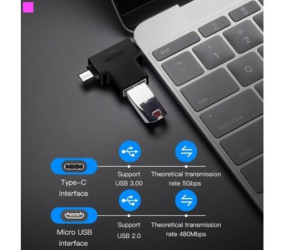 Изображение 10 Адаптер Vention USB 3.1 Type-C / USB 3.0 OTG AF / microUSB BM (CDIB0)