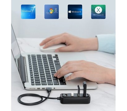 Зображення 2 USB Hub (хаб) Vention USB Hub 4-Port 2.0 Black, 0.15 m — VAS-J43