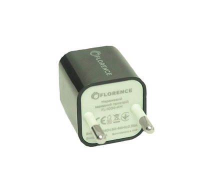 Зображення 2 Зарядний пристрій Florence (1USBx1A) Black — FL-1000-KM
