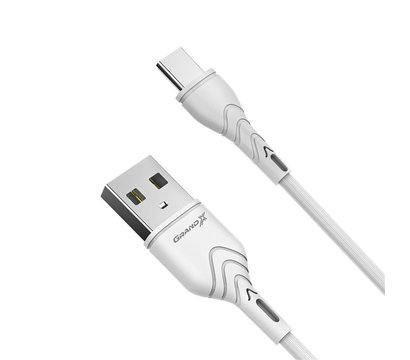 Изображение 2 Кабель Grand-X USB-USB Type C, Cu, 3A, 1м, Fast Сharge, White - PC-03W