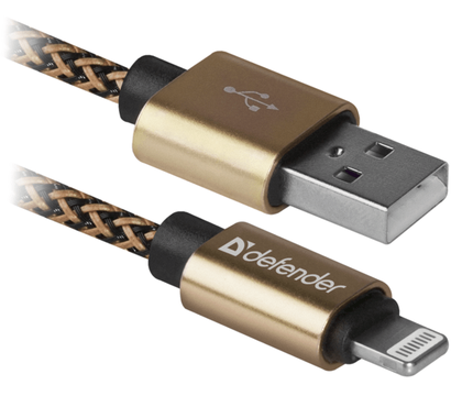 Изображение 2 Кабель Defender ACH01-03T USB(AM)-Lighting 1m, 2.1A Gold — 87806