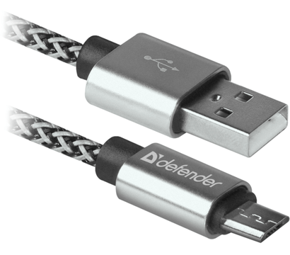 Изображение 2 Кабель Defender USB08-03T PRO USB2.0, AM-MicroBM 1 м White — 87815