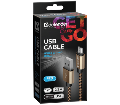 Изображение 3 Кабель Defender USB08-03T USB(AM)-MicroBM 1.0м Gold – 87800