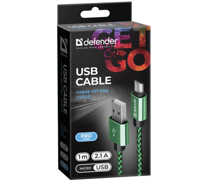 Изображение 3 Кабель Defender USB08-03T USB(AM)-MicroBM 1 м Green — 87804