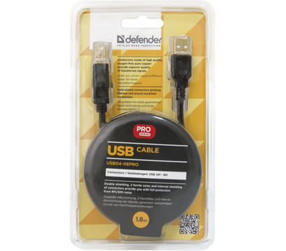 Изображение 3 Кабель Defender USB04-06PRO USB2.0 AM-BM 1.8м — 87430