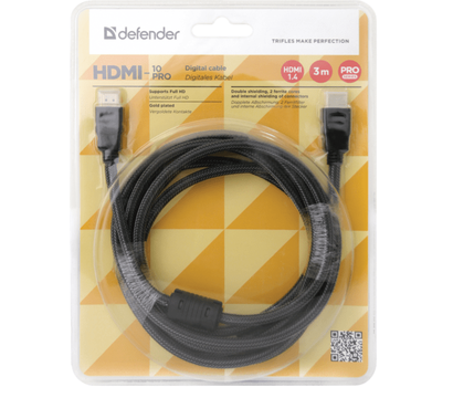 Изображение 3 Кабель мультимедийный Defender HDMI-10PRO HDMI M-M ver1.4, 3м — 87434