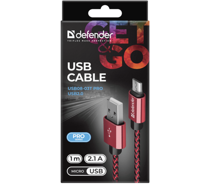Изображение 4 Кабель Defender USB08-03T USB(AM)-MicroBM 1.0м Red — 87801
