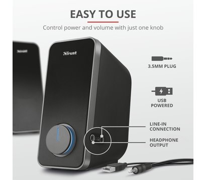 Зображення 9 Акустична система 2.0 Trust Arys Speaker Set USB Black — 20179