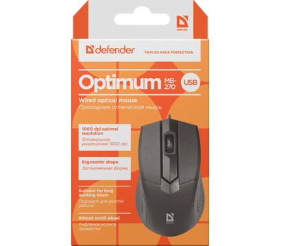 Изображение 2 Мышь Defender Optimum MB-270 USB Black — 52270