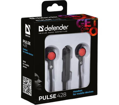 Зображення 2 Навушники Defender Pulse 428 Black/Red — 63428 розміщений на дроті